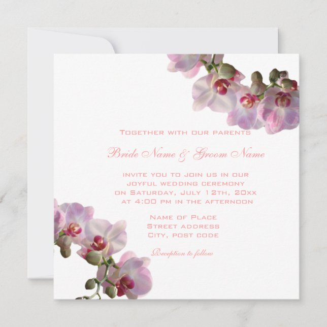 Happily ever after orchids wedding invitations (Front)