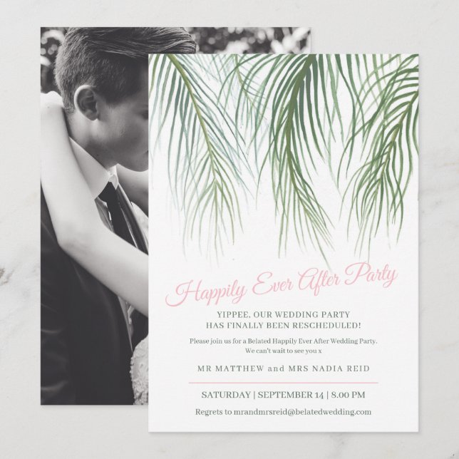 Happily Ever After palm after Wedding Party Save The Date (Front/Back)