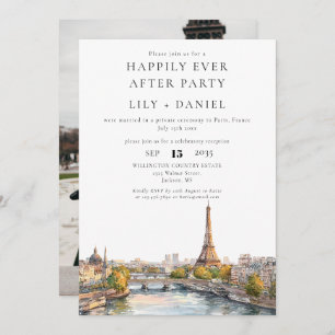 Happily Ever After Paris France Photo Wedding Invitation
