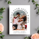 Happily Ever After Party Arch Photo Wedding Invitation<br><div class="desc">Elegant elopement or private wedding announcement and reception invitation. The front features your photo in an arched frame and "Happily Ever After Party" in classic serif typography. Under your photo you can add your first names, wedding date and location. On the reverse you can personalize your message in more detail...</div>