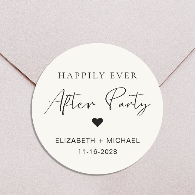 Happily Ever After Party Cream Wedding Reception Classic Round Sticker (Creator Uploaded)