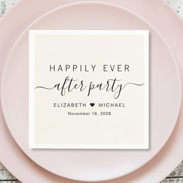 Happily Ever After Party Cream Wedding Reception Napkin (Creator Uploaded)