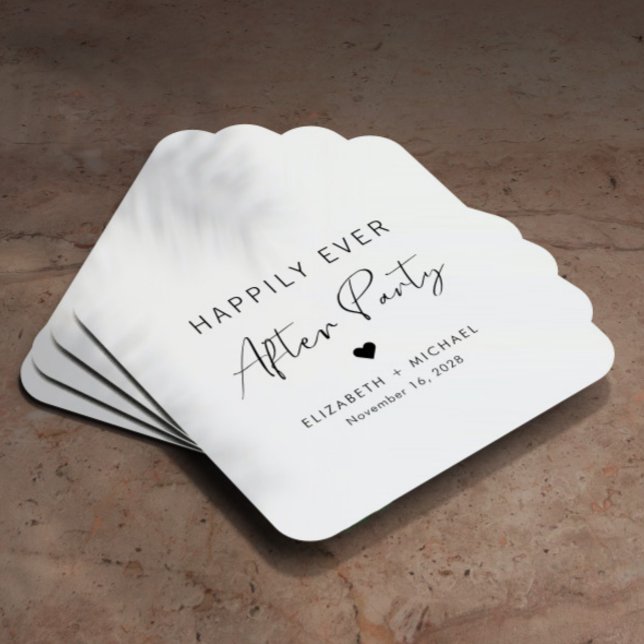 Happily Ever After Party Cream Wedding Reception Square Paper Coaster (Creator Uploaded)