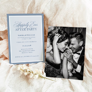 Happily Ever After Party   Dusty Blue Elopement Invitation