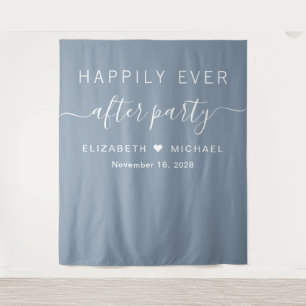 Happily Ever After Party Dusty Blue Photo Backdrop Tapestry