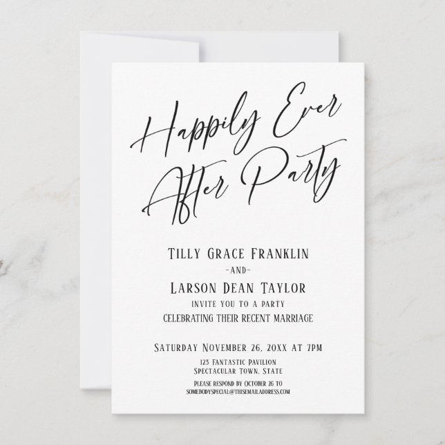 Happily Ever After Party Elegant Modern Typography Invitation (Front)