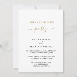 Happily Ever After Party Gold Wedding Reception Invitation
