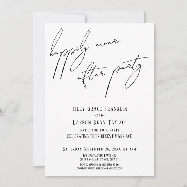 Happily Ever After Party Modern Casual Handwriting Invitation (Front)