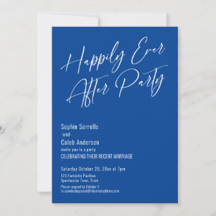 Happily Ever After Party Modern Elegant Deep Blue Invitation