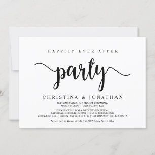 Happily Ever After party, Modern Rustic, Elopement Invitation