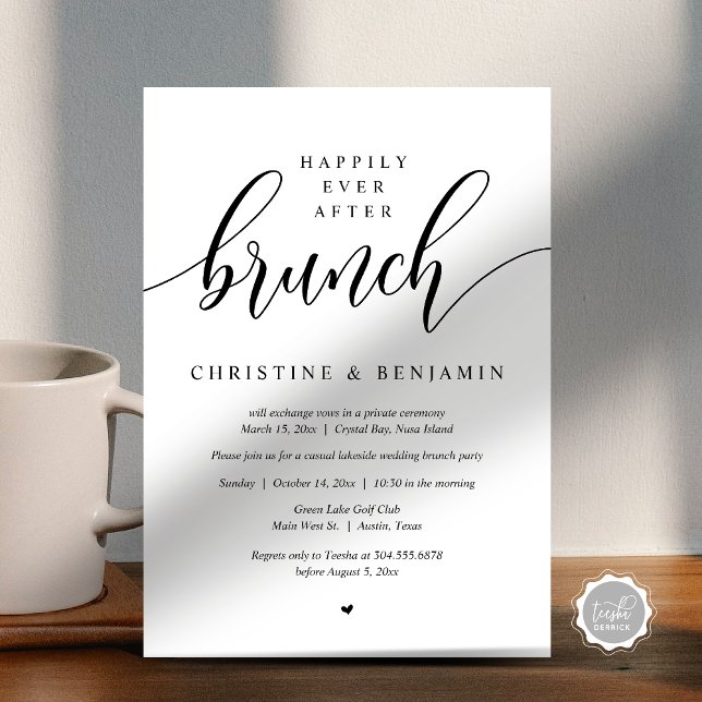 Happily Ever After Party, Modern Script Invitation (Happily Ever After Brunch Party, Modern Script Invitation card, Printed and or digital download)