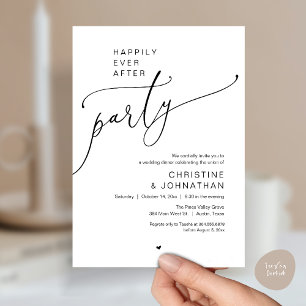 "Happily Ever After Party" Modern Wedding Dinner Invitation