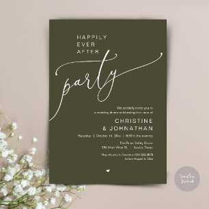 "Happily Ever After Party" Modern Wedding Dinner Invitation