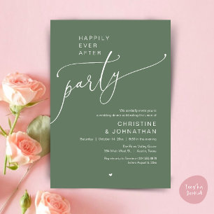 "Happily Ever After Party" Modern Wedding Dinner Invitation