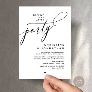 Happily Ever After Party, Modern Wedding Dinner Invitation