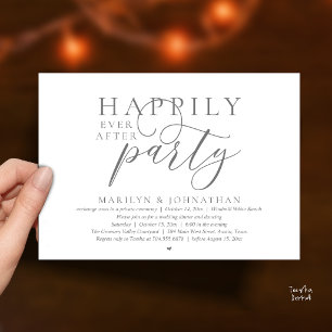Happily Ever After Party Modern Wedding Elopement Invitation
