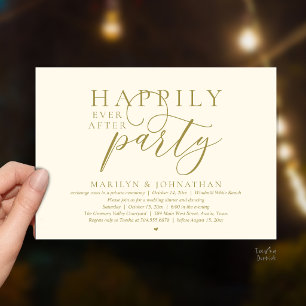 Happily Ever After Party Modern Wedding Elopement Invitation