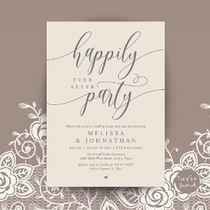Happily Ever After Party, Modern Wedding Reception Invitation