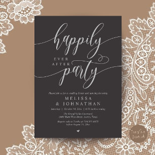 Happily Ever After Party, Modern Wedding Reception Invitation