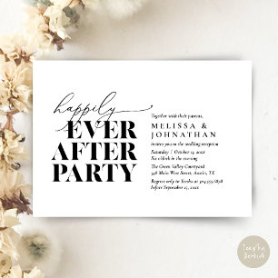 Happily Ever After Party, Modern Wedding Reception Invitation