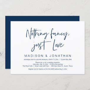 Happily Ever After Party, Navy Blue, Elopement Invitation