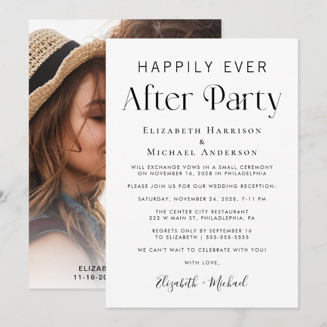 Happily Ever After Party Photo Reception Announcement (Front/Back)