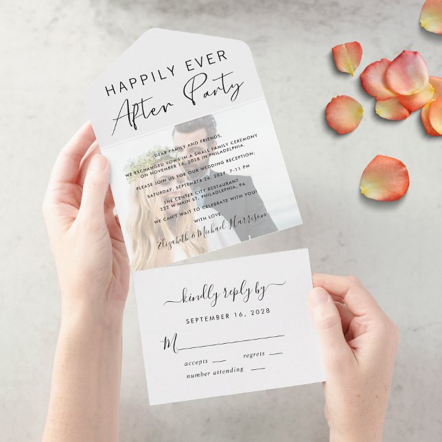 Happily Ever After Party Photo Wedding Reception All In One Invitation (Creator Uploaded)