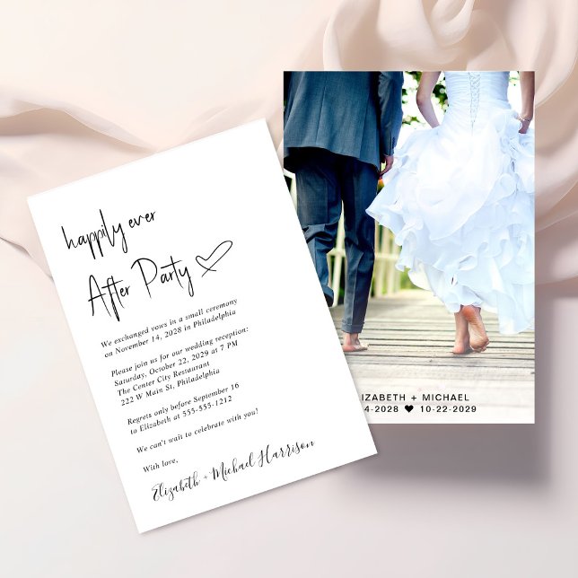 Happily Ever After Party Photo Wedding Reception Invitation (Creator Uploaded)