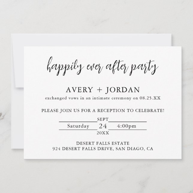 Happily Ever After Party Reception Invitation (Front)