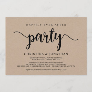 Happily Ever After party, Rustic kraft, Elopement Invitation
