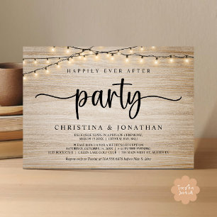 Happily Ever After Party, Rustic String Lights Wed Invitation
