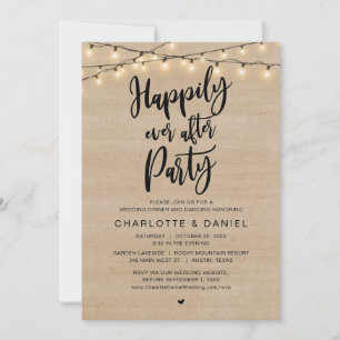 Happily Ever After Party, Rustic Wedding Dinner Invitation