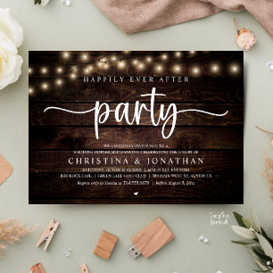 Happily Ever After Party, Rustic Wedding Dinner Invitation