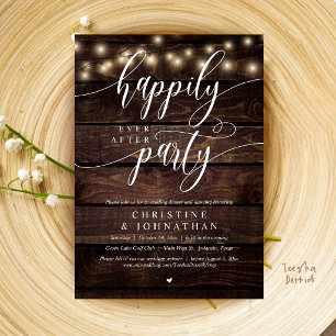Happily Ever After Party, Rustic Wedding Elopement Invitation