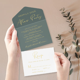 Happily Ever After Party Sage Wedding Reception All In One Invitation