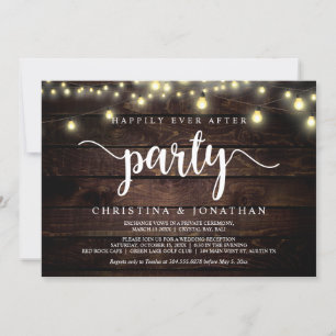 Happily Ever After party,  String Lights Elopement Invitation