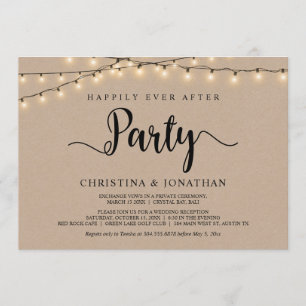 Happily Ever After party, String Lights Elopement Invitation