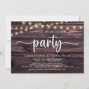 Happily Ever After party,  String Lights Elopement Invitation