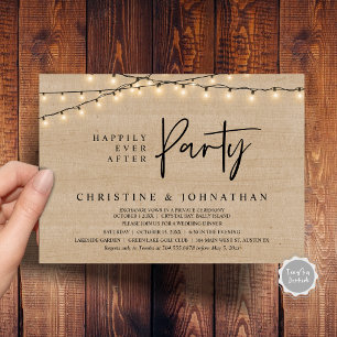 Happily Ever After party, String Lights Elopement Invitation