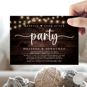 Happily Ever After party,  String Lights Elopement Invitation