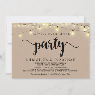 Happily Ever After party,  String Lights Elopement Invitation