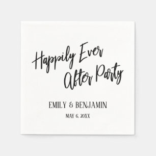 Happily Ever After Party Typography White Napkin