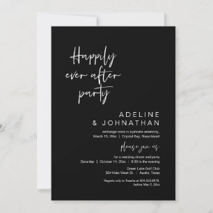 Happily Ever After Party Wedding Dinner, Black Invitation