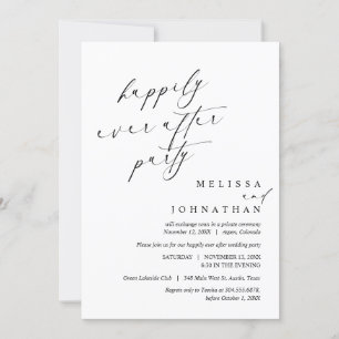 Happily Ever After Party, Wedding Elopement Dinner Invitation