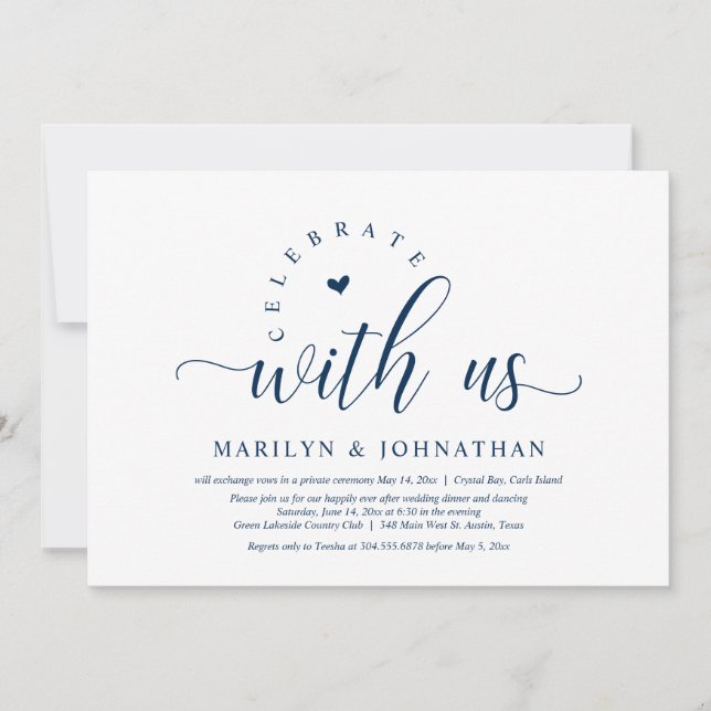 Happily Ever After Party, Wedding Elopement Dinner Invitation (Front)