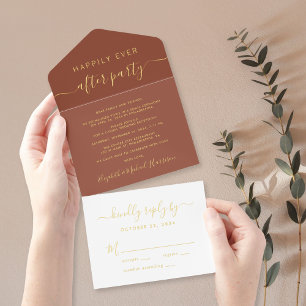 Happily Ever After Party Wedding Reception Foil All In One Invitation