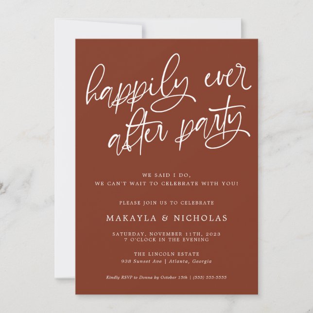 Happily Ever After Party Wedding Reception Invitation (Front)