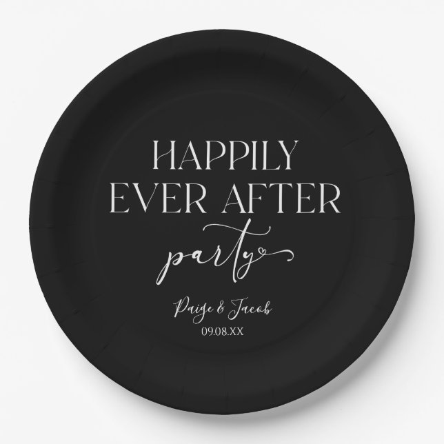 Happily Ever After Party Wedding Reception Paper Plate (Front)