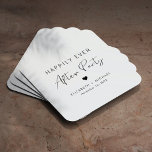 Happily Ever After Party Wedding Reception Square Paper Coaster<br><div class="desc">Chic paper coasters for your wedding reception and other post-wedding celebrations featuring "Happily Ever After Party" in simple typography and a stylish modern script,  a heart,  your names and reception date.</div>