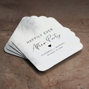 Happily Ever After Party Wedding Reception Square Paper Coaster